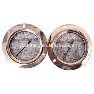 HF high and low refrigerant Freo liquid filled hydraulic pressure gauge stainless steel case