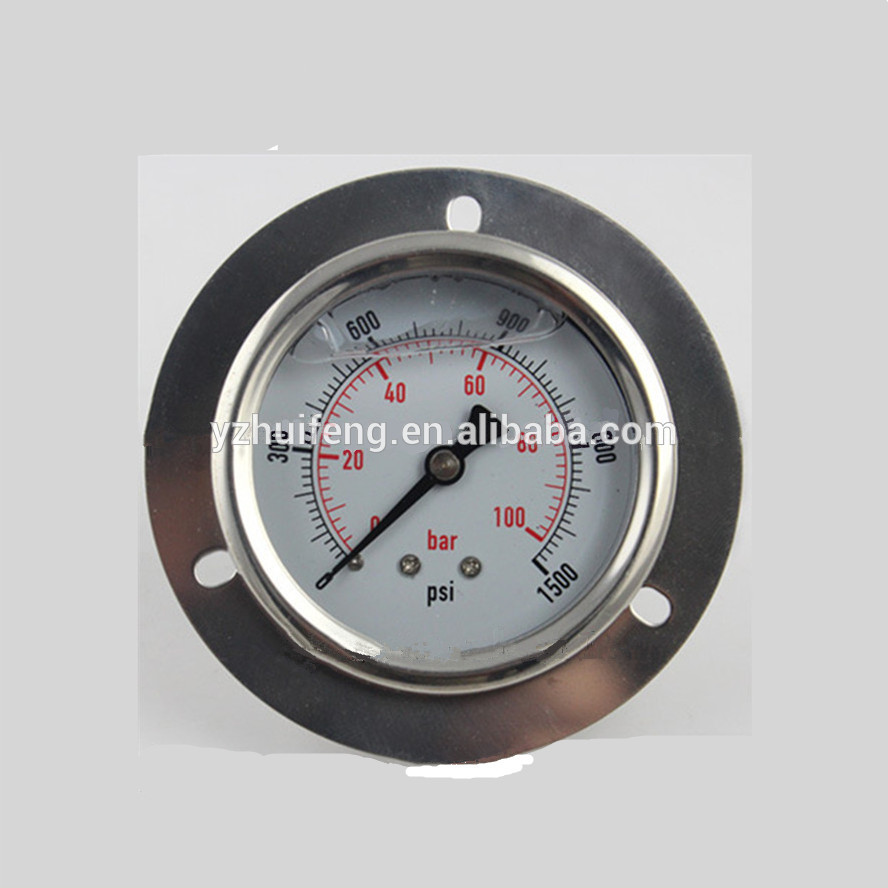 HF 4" All SS 0-1500psi/bar Axial Back Mounting 100mm Glycerin Filled Pressure Gauge with Front Flange