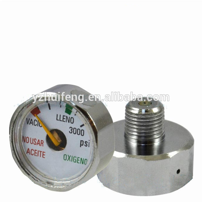 HF 23mm Small Gas Oxygen Paintball 0-3000psi NOUSAR ACEITE Mini Tank Back Connection Pressure Gauge