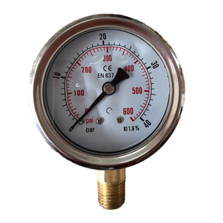 HF High quality center back stainless steel silicone oil liquid filled EN837-1 0-1000bar pressure gauge