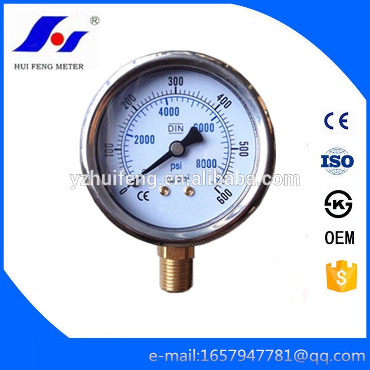 HF Liquid Filled High Quality 0-600kg/cm2/80000psi Dual Scale Air Bourdon Tube Pressure Gauge Meter Manometer
