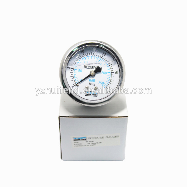 HF Standard 0-25MPa/250BAR Liquid Filled SS Bourdon Tube Pressure Gauge Manometer