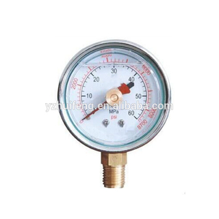 HF High 0-8700psi/MPa Memory Double Pointers Bottom Connection Stainless Steel Case 60mm Pressure Gauge