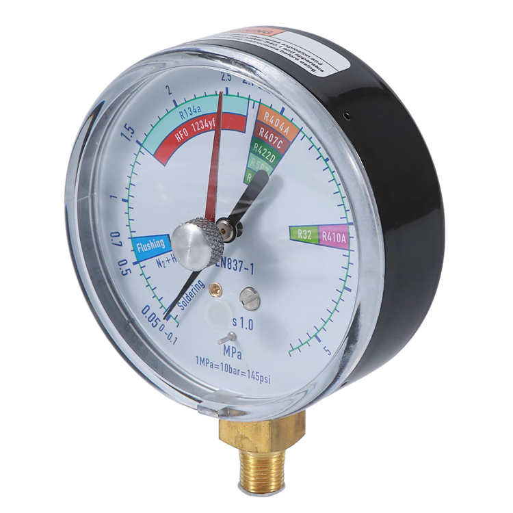 HF 80mm bottom connection double needle nitrogen gas pressure gauge Manometer