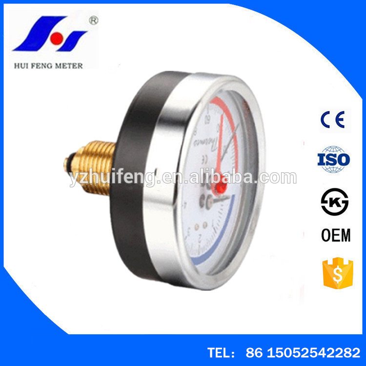 HF Dial Bimetal Water 0-10bar/0-120 Deg C Best Price Temperature Measuring Thermometer Pressure Gauge
