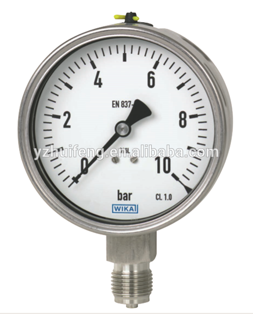 HF 0-10bar CL1.0 Bourdon Tube Pressure Gauge en 837-1