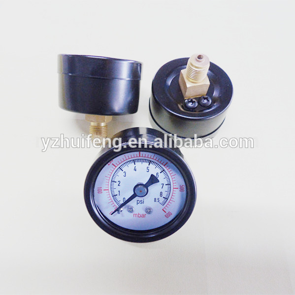HF Mini Pneumatic 1.5" Cheap Black Steel Case Small Manometer 0-600mbar/psi Dry Water Gas Low Pressure Gauge