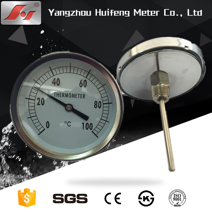 HF 100MM stainless steel bimetal thermometer pressure gauge for the steam