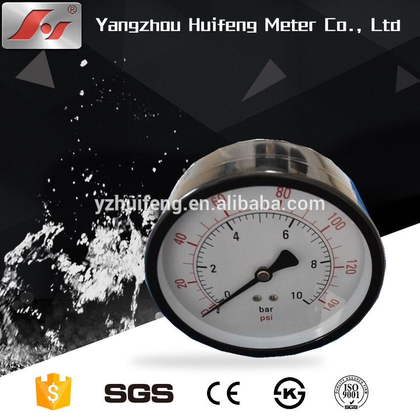 HF 1.5" 40mm black steel iron air compressor 10 bar pressure gauge factory