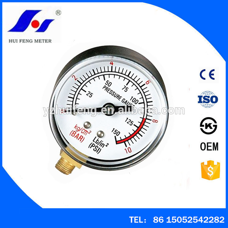 HF OEM Smart Manometer Low Price Black Steel Case Lower Brass Connector CNG 0-10Lb/in2/ 0-150kg/cm2 Gas LPG Pressure Gauge