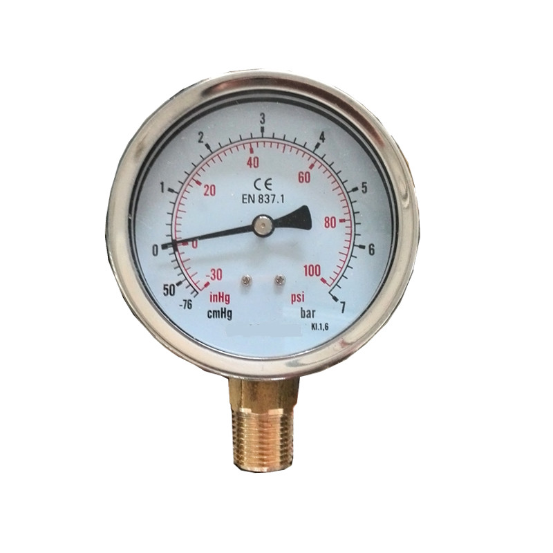 HF High quality 4 inch stainless steel vacuum pump pressure gauge with bottom mounting