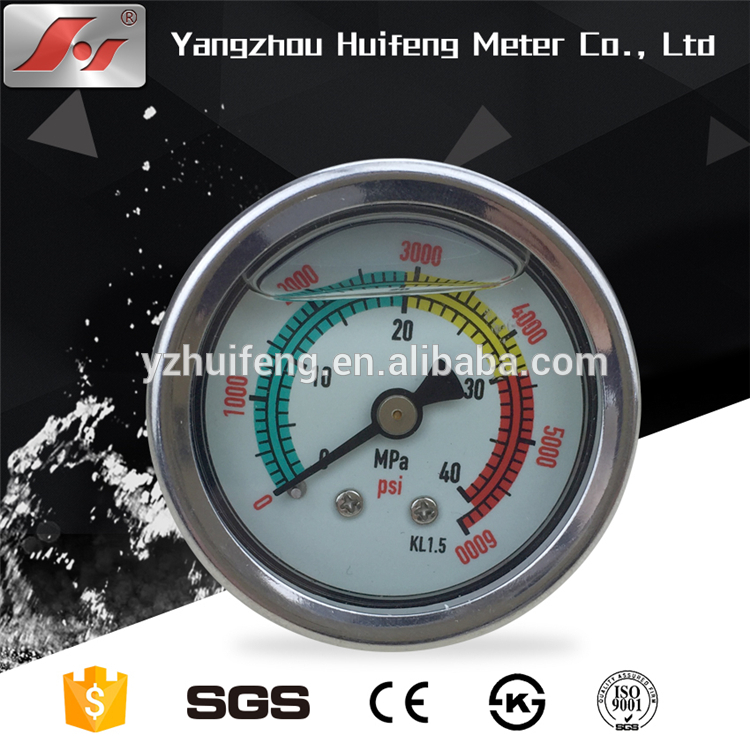 HF 1.5" 40mm 40Mpa M10*1 high pressure car washer pump luminous liquid filled pressure gauge