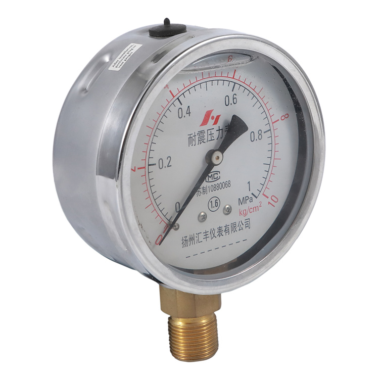 HF 100mm bottom connection liquid filled pressure gauge shockproof hydraulic pressure gauge