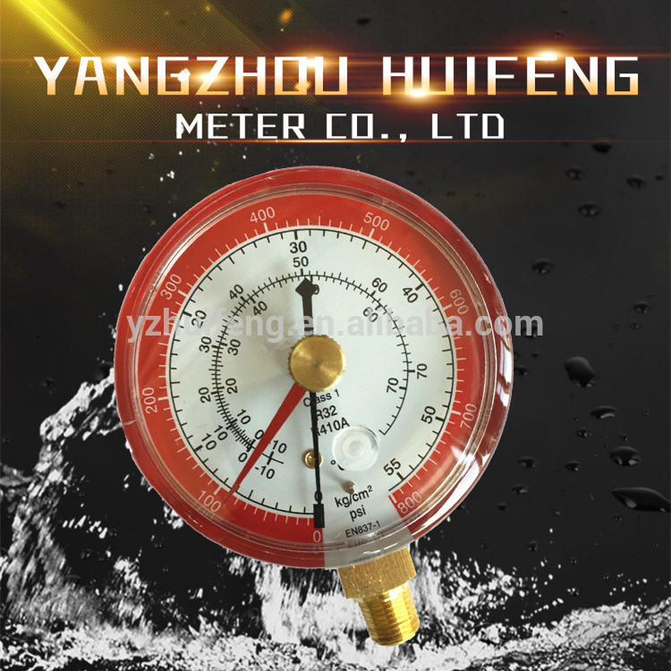HF 70mm 80mm 2.5" Cheap red and blue Refrigerant Dry red maximum indicating pointer Pressure Gauge manometer