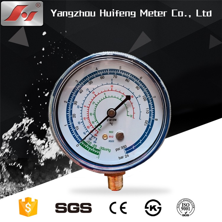 HF 70mm 80mm 2.5" Cheap red and blue Refrigerant Dry red maximum indicating pointer Pressure Gauge manometer