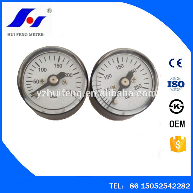 HF Yangzhou Reliable 23.5mm 0-250bar Safety Gas Safety Small Tiny Pressure Gauge For Airgun