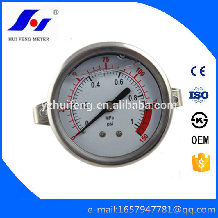 HF U-Clamp Type Oil Filled Pressure Gauge 150psi/MPa SS Case Manometer Lower Connection