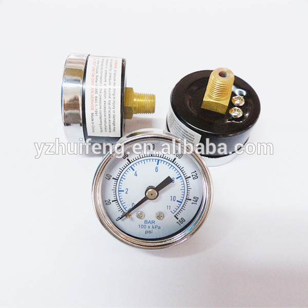 HF Mini Pneumatic 1.5" Cheap Black Steel Case Small Manometer 0-600mbar/psi Dry Water Gas Low Pressure Gauge
