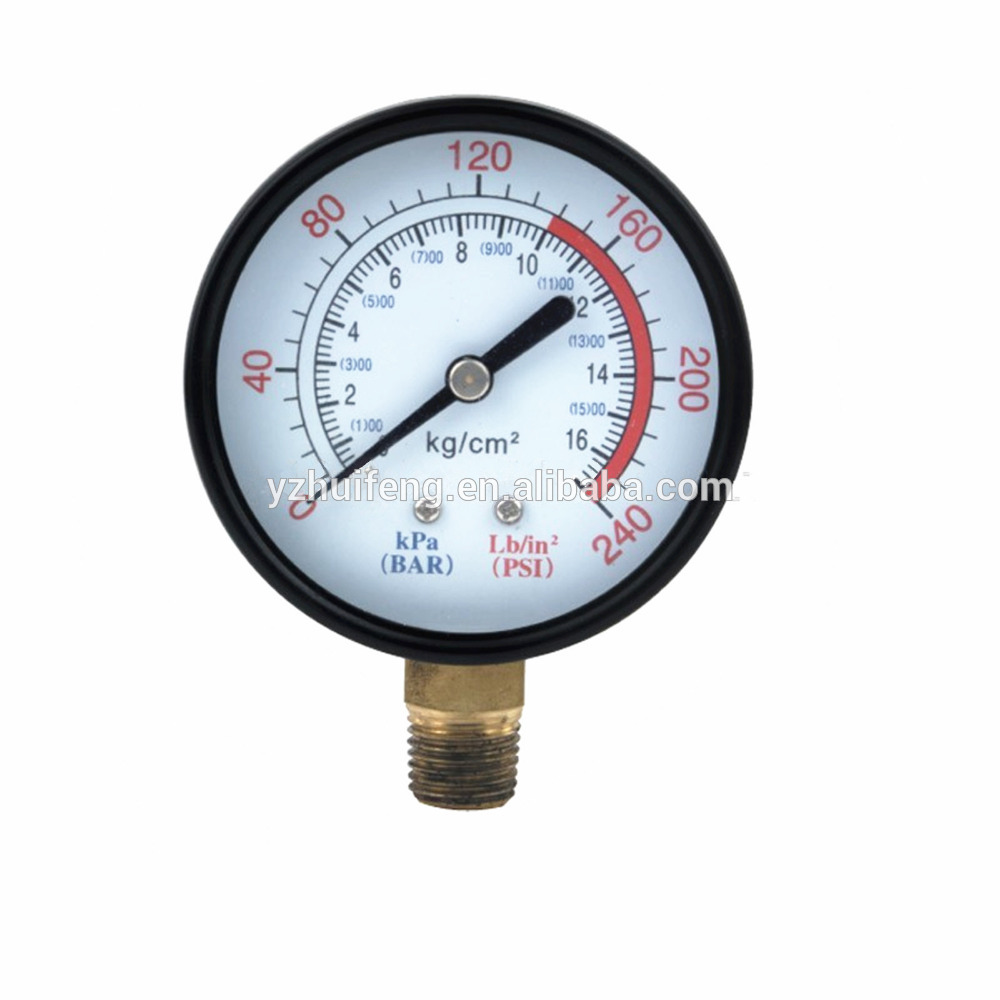 HF Cheap Argon Gas Manometer 0-240Lb/in2/16bar Black Steel Case Bourdon Tube Pressure Gauge
