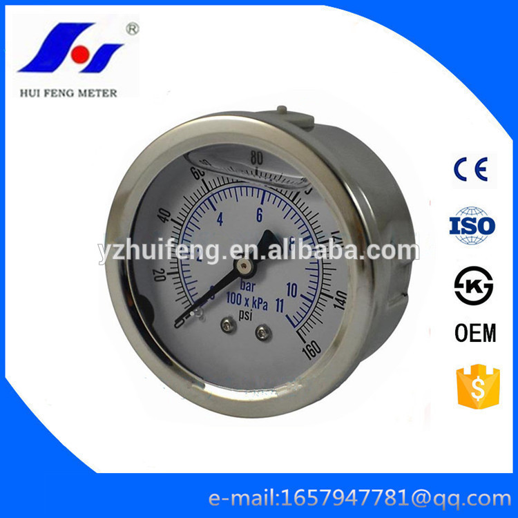 HF 0- 160psi/bar All Stainless Steel One Piece Welded Type Generator Oil Filled Pressure Gauge