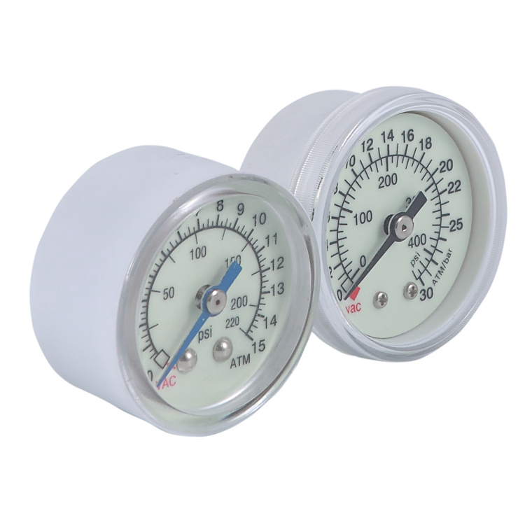 HF 1.5" white plastic case 40mm 0-30atm 0-40atm 0-15atm medical balloon inflation device pressure gauge