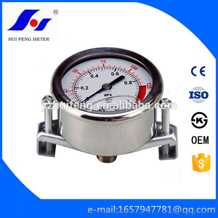 HF 150psi/MPa All Stainless Steel Water Test Compound 60mm Hydraulic U-shape Clamp Pressure Gauge