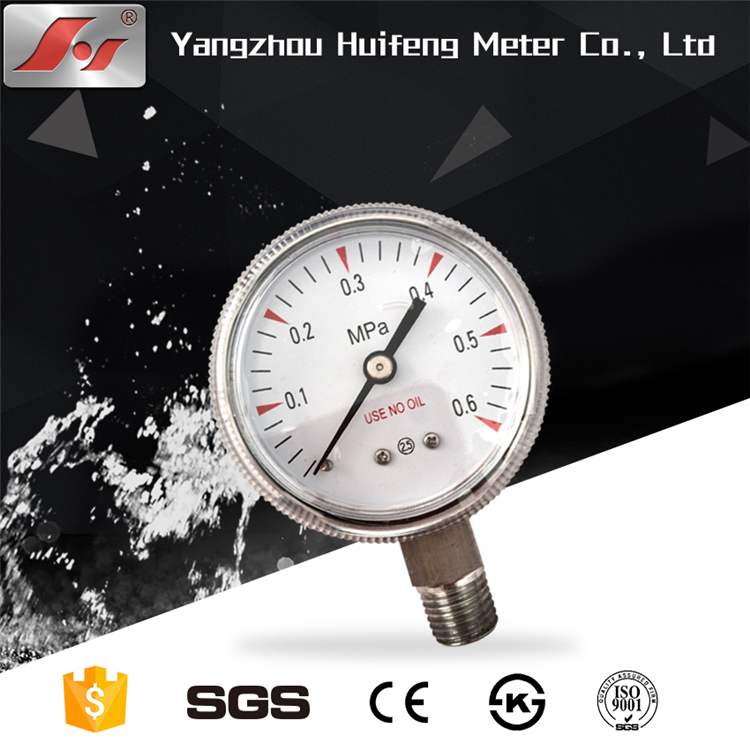 HF 2" 50mm full stainless steel use no oil medical oxygen acetylene pressure gauge
